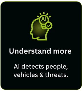 AI powered CCTV analytics identifying people vehicles and potential security threats