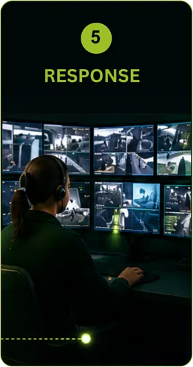 CCTV monitoring operator reviewing and responding to a verified security alert