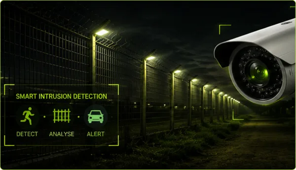 AI-powered CCTV camera with smart intrusion detection protecting residential estates and business parks in Cape Town